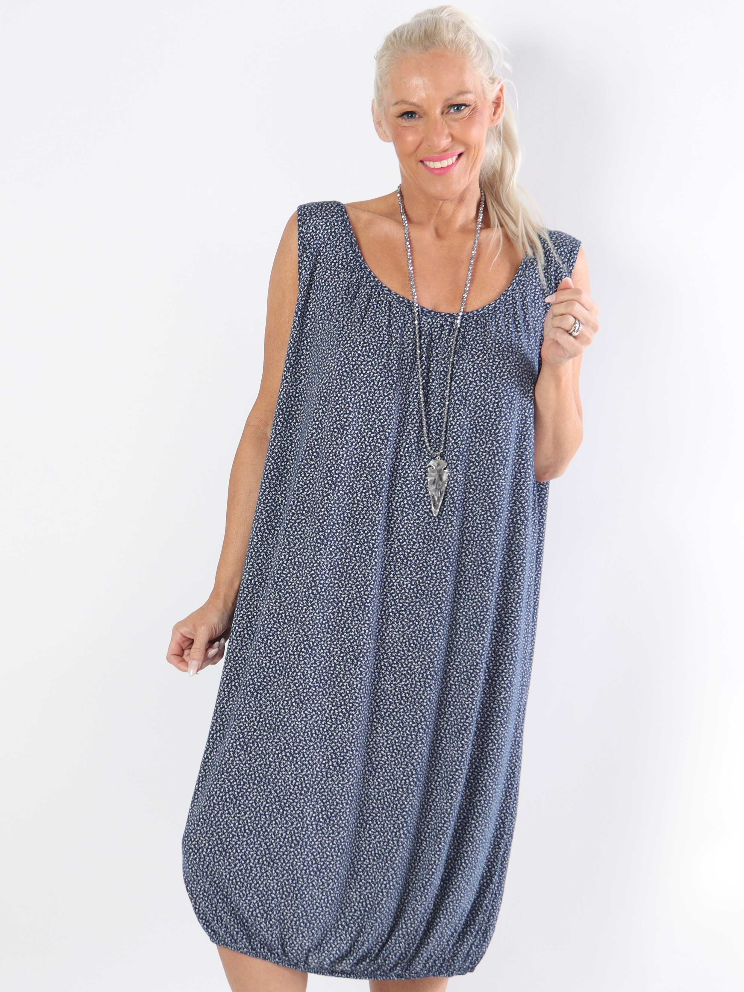 Miracle Flower Sleeveless Dress - Plus size kjole i viskose med elastik